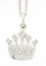 18K white Gold Oro Trend Italian diamond Crown Pendant view 2