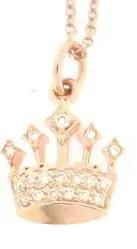18K Rose Gold Oro Trend Italian diamond Crown Pendant on a 18K R/G chain view 2