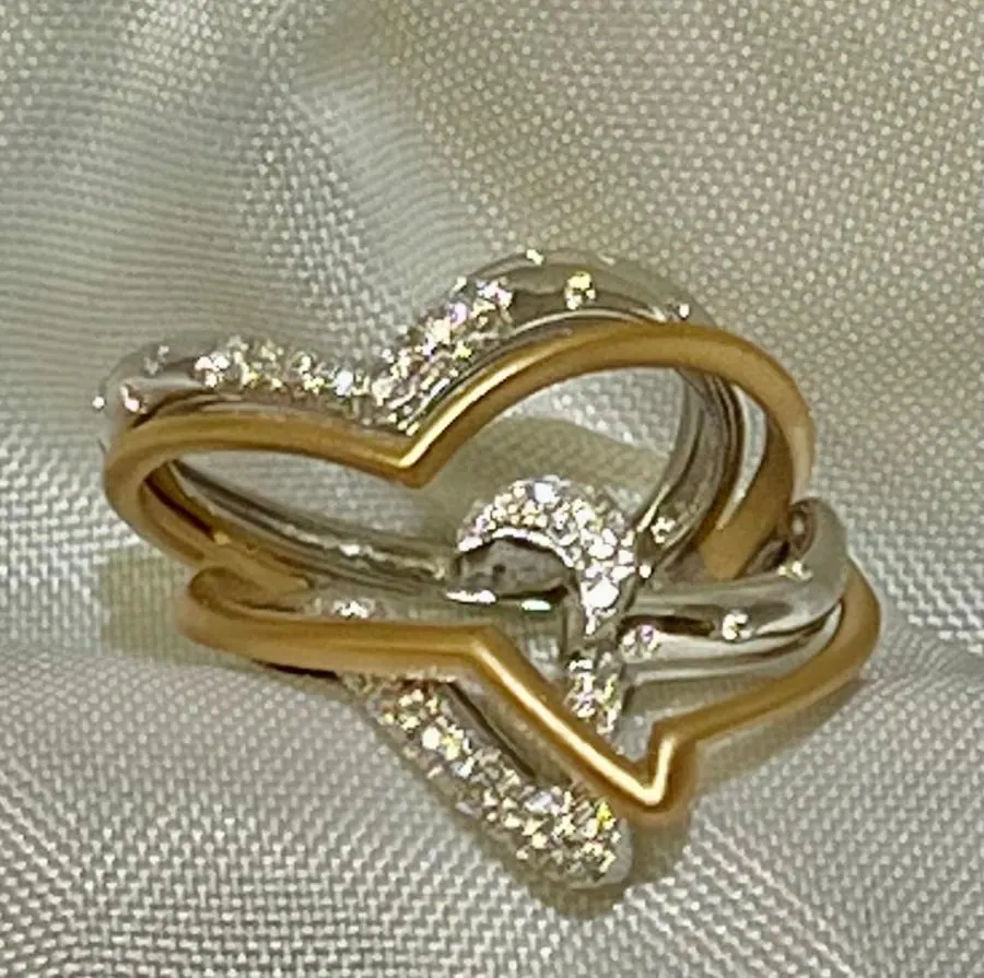 18k white & Rose Gold Öro Trend Italian diamond ring