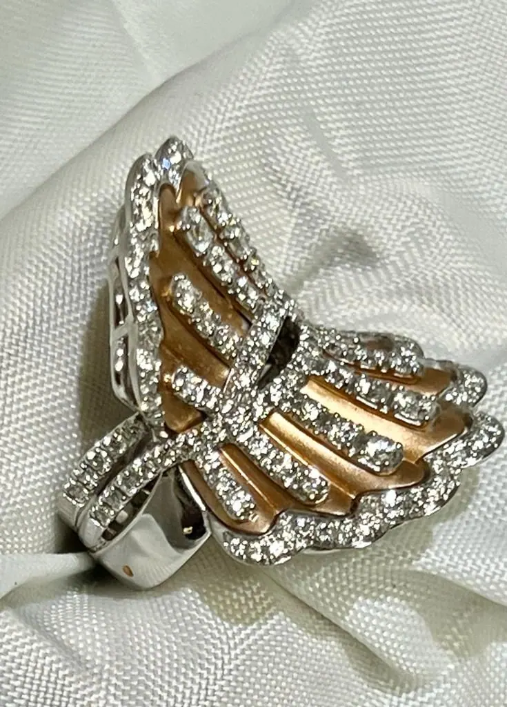 18K White & Rose Gold Öro Trend Italian Diamond Ring