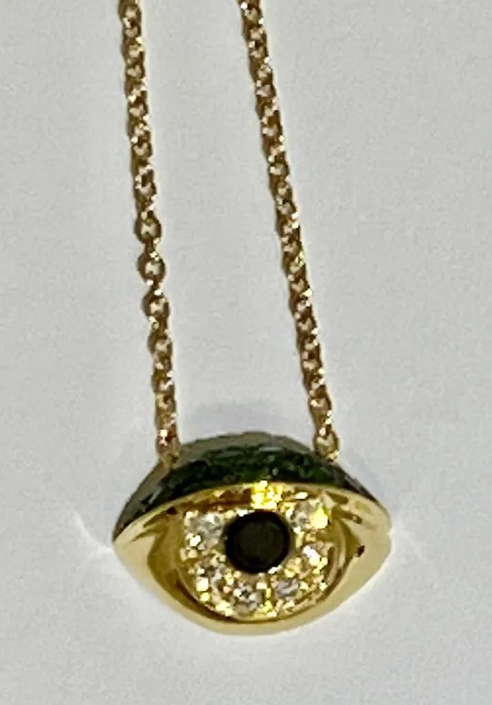 18k. Yellow Gold Oro Trend Italian Diamond & Enamel Evil Eye Pendant
Diamonds