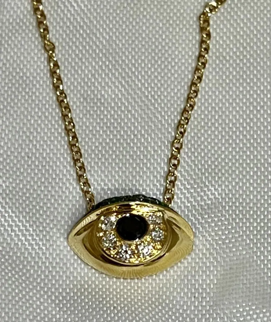 18k. Yellow Gold Oro Trend Italian Diamond & Enamel Evil Eye Pendant
Diamonds view 2