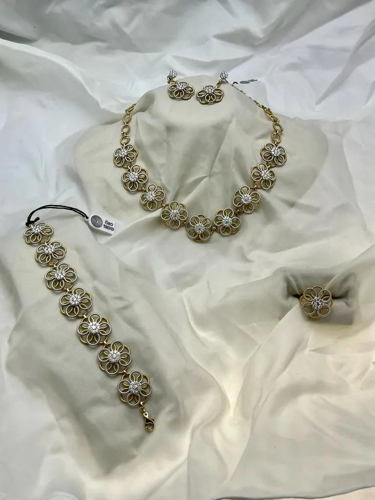 18k White & Yellow Gold Oro Trend Italian Diamond Necklace view 3