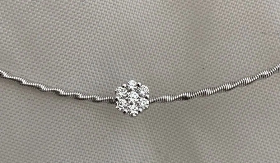 18k White Gold Diamond Necklace view 2