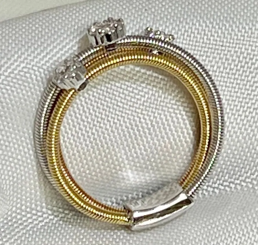 18K White, Yellow & Rose Gold Diamond Orp Trend Bracelet. view 2
