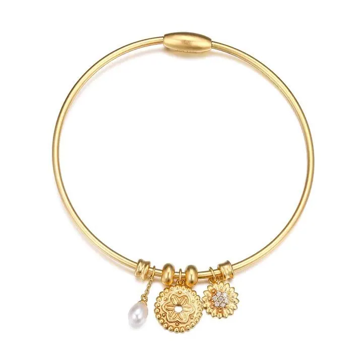 REIGN BY PAJ
Matte Yellow Gold Plated Charm Bangle view 2