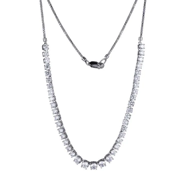 REIGN BY PAJ
Sterling Silver Rhodium Plated CZ Statement Necklac