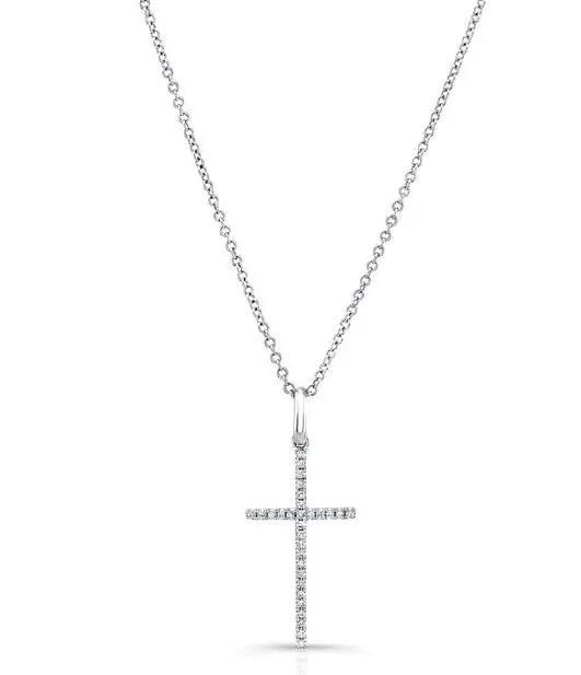 18K YELLOW GOLD INSPIRED CLASSIC DIAMOND CROSS PENDANT FEATURING 0.06 CARAT TOTAL view 2