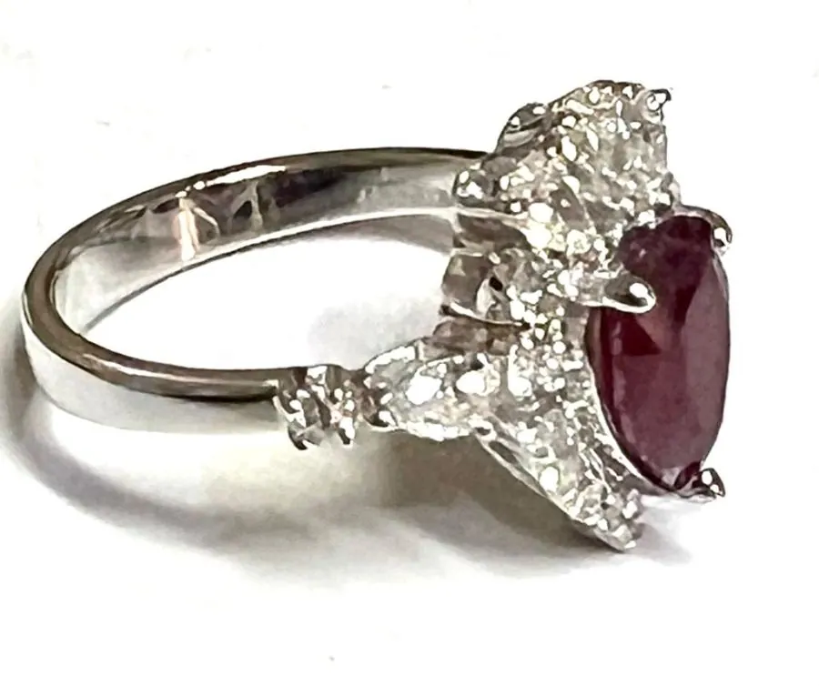 18K White Gold Diamond and Ruby Ring view 2