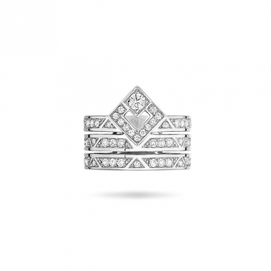 KORLOFF 18K WHITE GOLD DIAMOND ECLAT RING