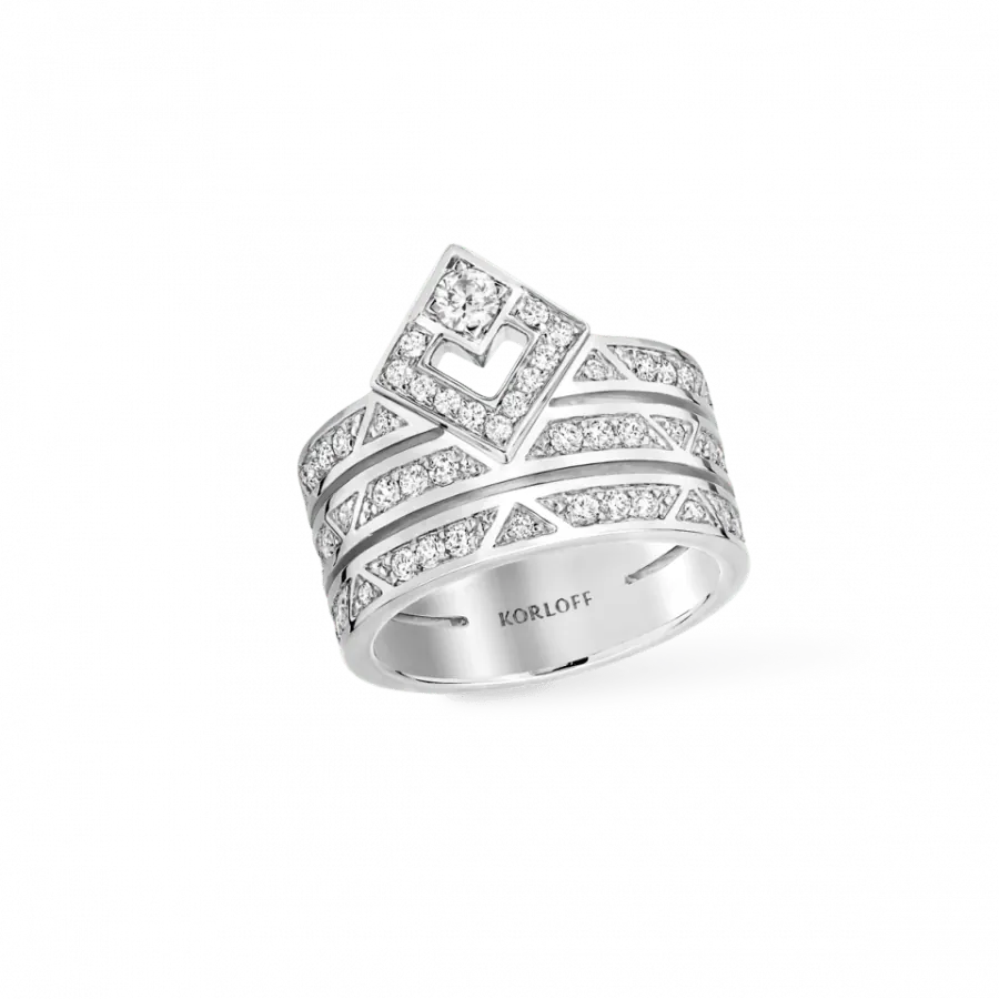 KORLOFF 18K WHITE GOLD DIAMOND ECLAT RING view 2