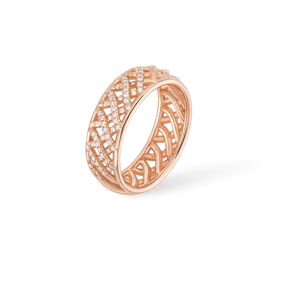 18k Pink Gold Korloff “Let Me Out” Diamond Band Ring view 2