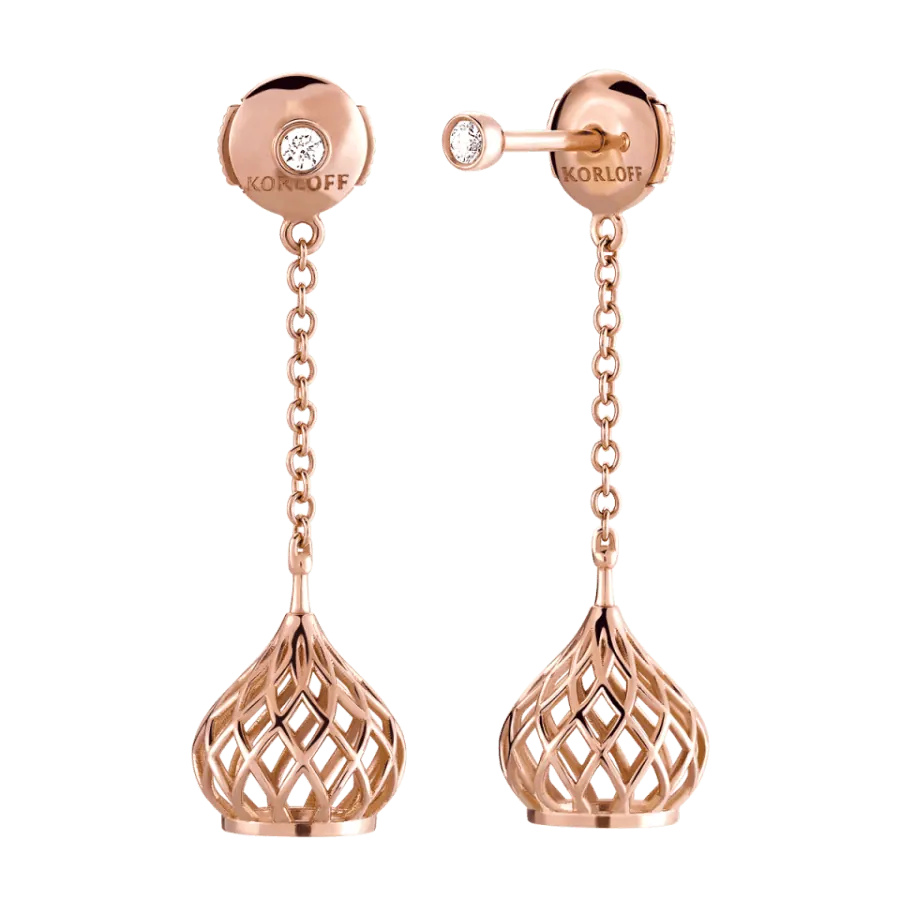 18k Pink Gold Korloff “Let Me Out” S. dangling Earrings with diamond