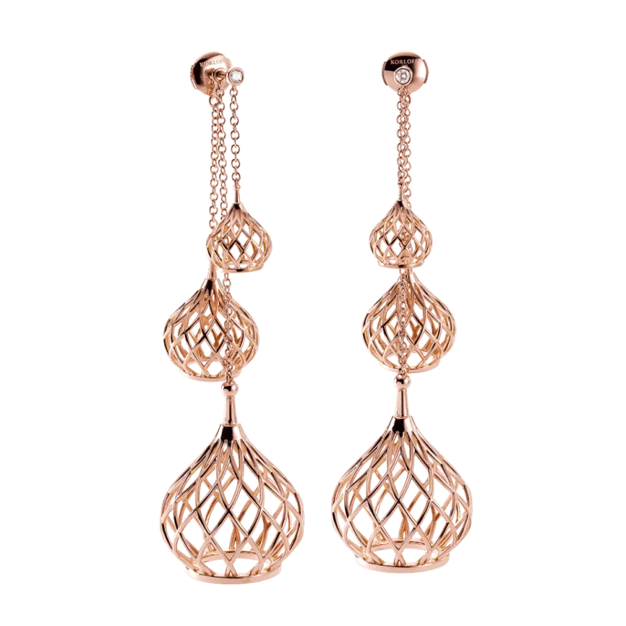 18k Pink Gold Korloff “Let Me Out” S.M.L. dangling Earrings with diamond