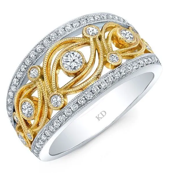 18K YELLOW & WHITE GOLD INSPIRED FASHION DIAMOND BAND