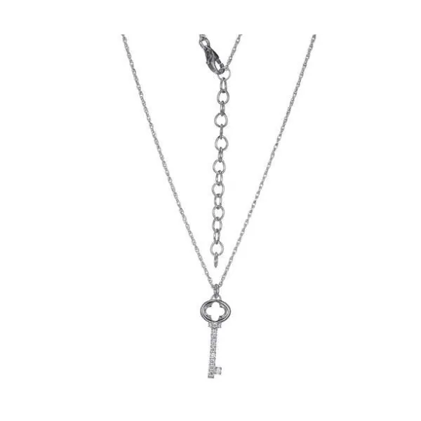 Charles Garnier STERLING SILVER AND RHODIUM AND DIAMONDLITE CUBIC ZIRCON KEY NECKLACE