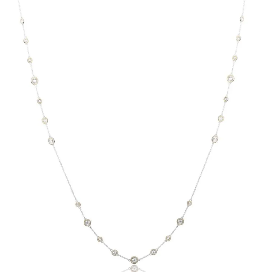 ” ELLE Rhodium Plated 14K Gold-Filled Necklace with CZs