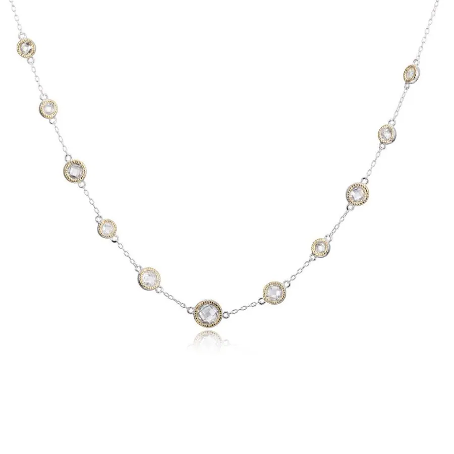 Elle Rhodium Plated & Gold Filled Necklace with CZs