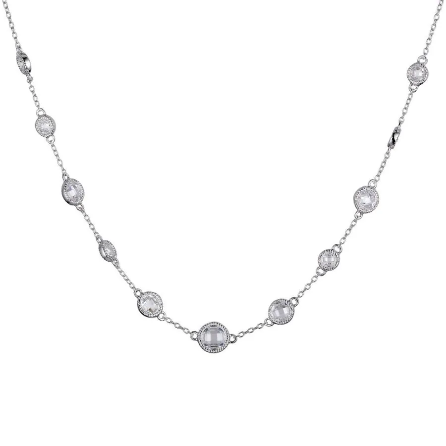 ELLE Rhodium-Plated Necklace with Cubic Zirconia