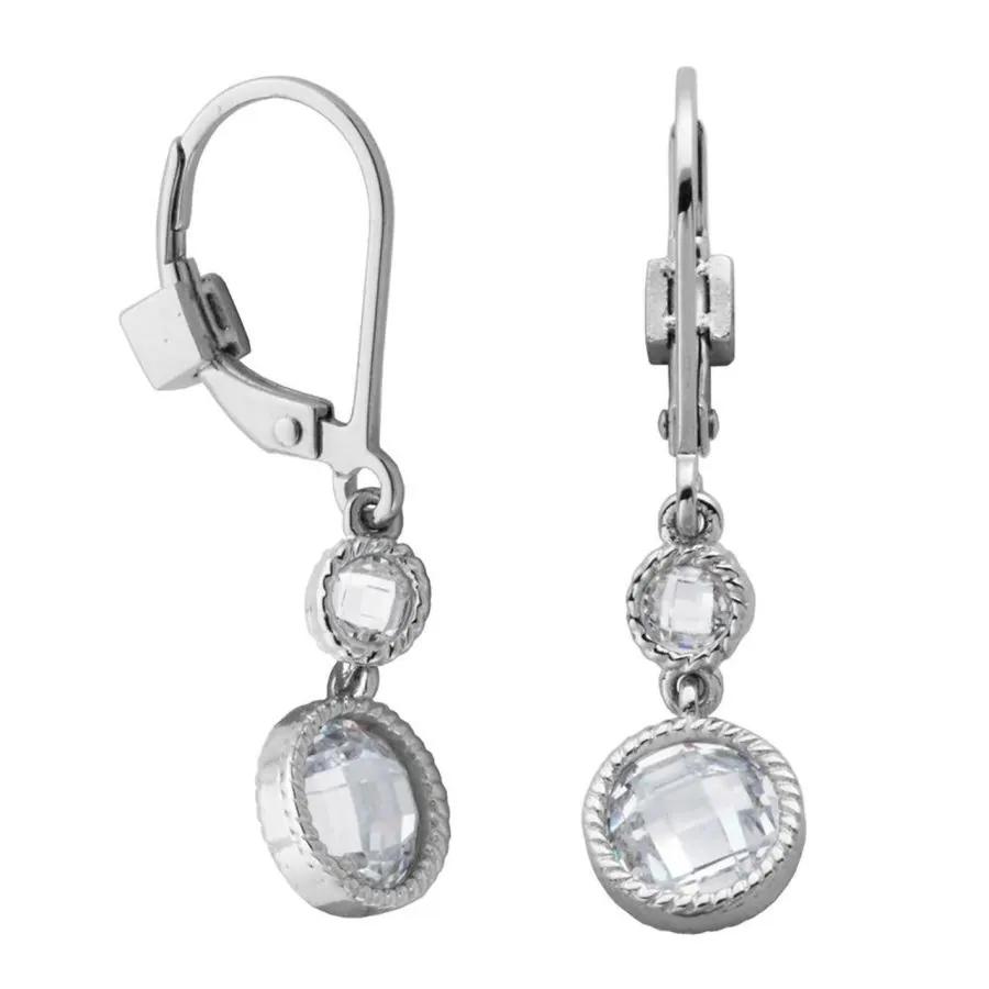 Rhodium Plated 6mm & 3mm CZ Stud Earrings