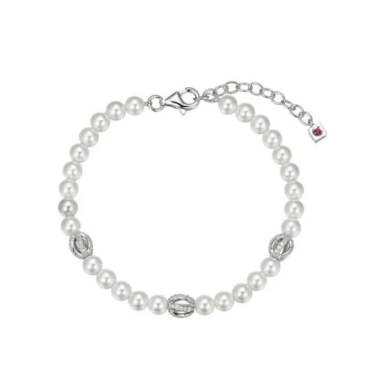 ELLE “Luna” Rhodium Plated F.W. Pearl & Cubic Zirconia Bracelet