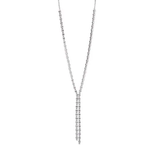 Elle Rhodium Plated Necklace with 1.5mm Facetted Rolo Chain