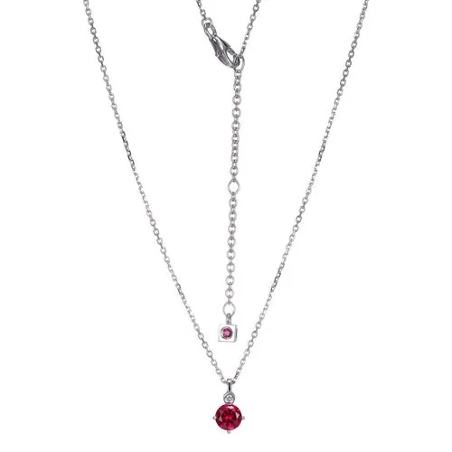 ELLE “BIRTHSTONE” RHODIUM PLATED CREATED RUBY WITH LAB GROWN DIAMOND