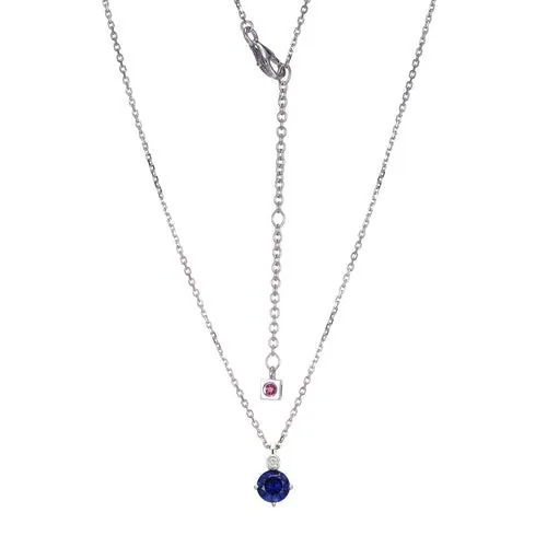 ELLE “BIRTHSTONE” RHODIUM PLATED CREATED SAPPHIRE WITH LAB GROWN DIAMOND