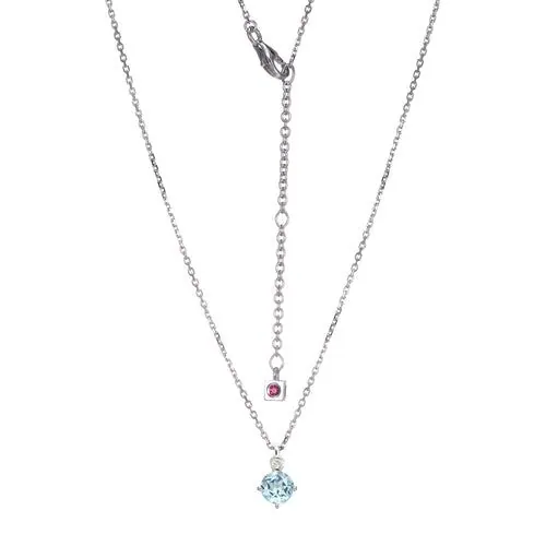 ELLE “BIRTHSTONE” RHODIUM PLATED GENUINE SKY BLUE TOPAZ WITH LAB GROWN DIAMOND