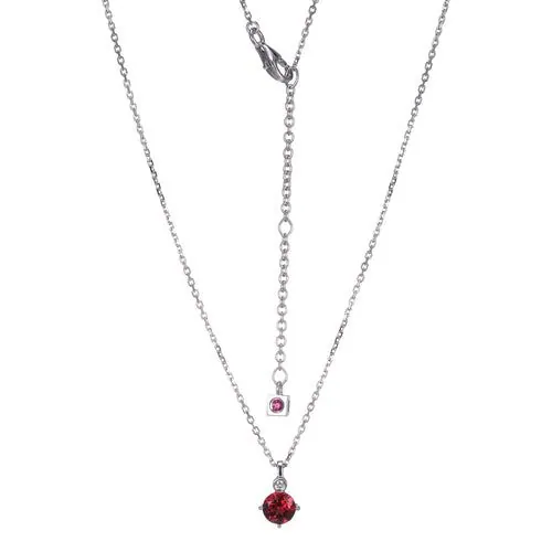 ELLE “BIRTHSTONE” RHODIUM PLATED GENUINE GARNET WITH LAB GROWN DIAMOND