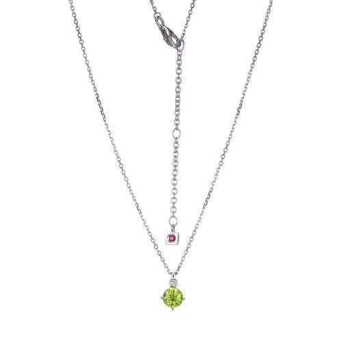 ELLE “BIRTHSTONE” RHODIUM PLATED GENUINE PERIDOT WITH LAB GROWN DIAMOND