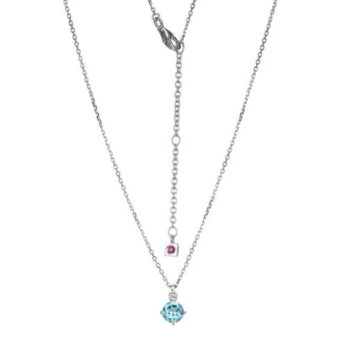 ELLE “BIRTHSTONE” RHODIUM PLATED GENUINE SWISS BLUE TOPAZ WITH LAB GROWN DIAMOND NECKLACE