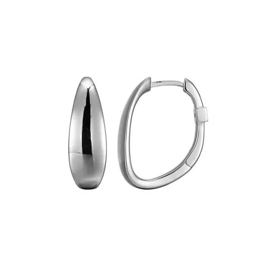 Elle Pebble Rhodium Plated 27mm Hoop Earrings