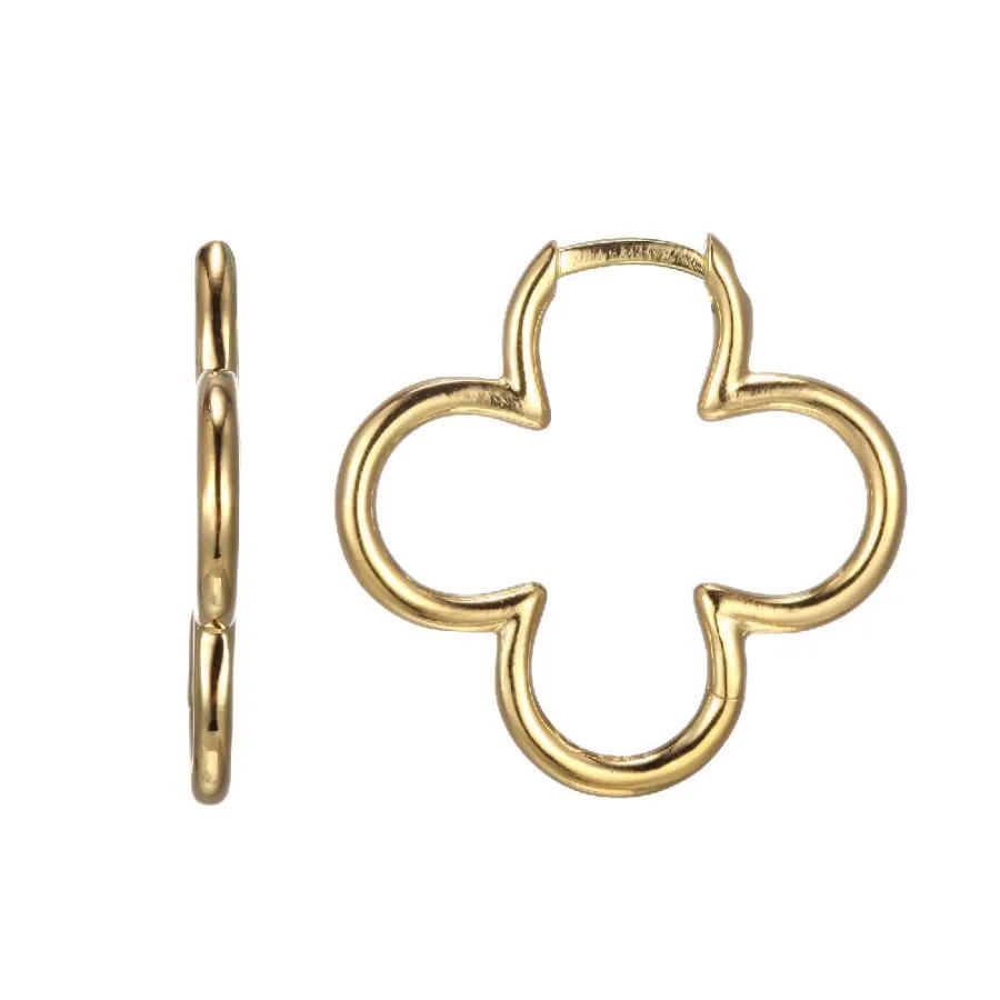 Charles Garnier Clover Shape Sterling Silver Earrings with 18K Gold Finish