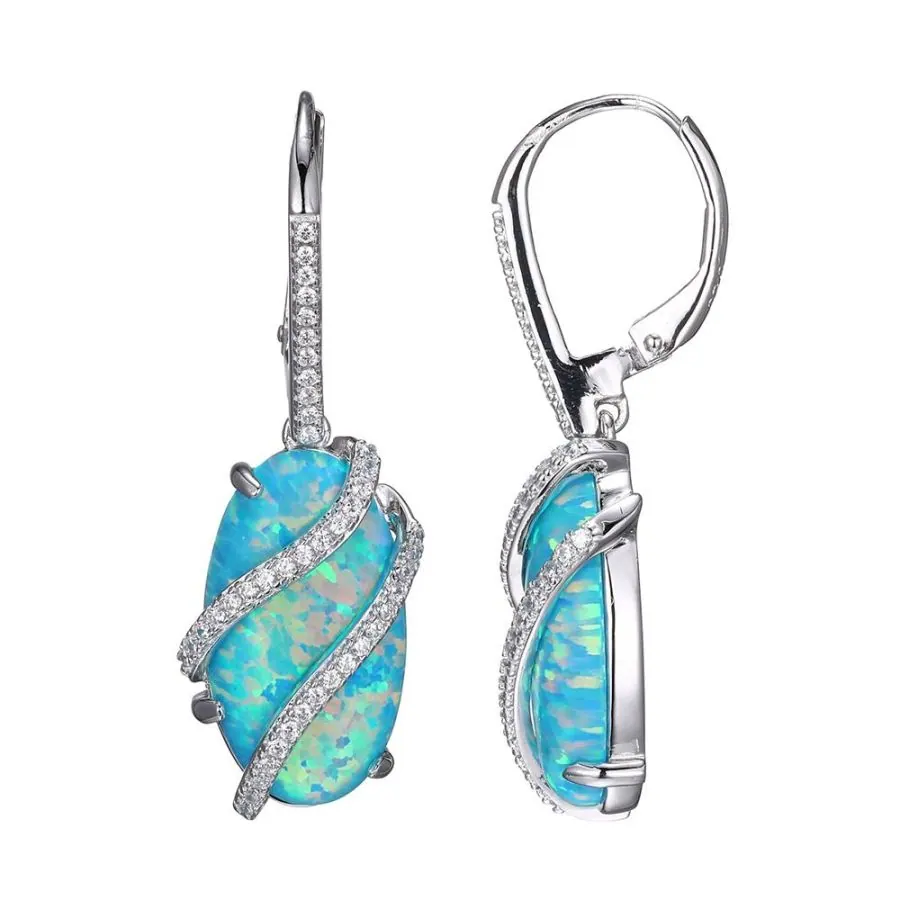 Charles Garnier **Sterling Silver Earrings with Synthetic Blue Opals