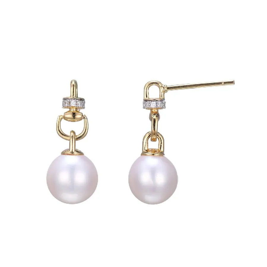 Charles Garnier Sterling Silver Drop Earrings with Freshwater Pearls and CZ