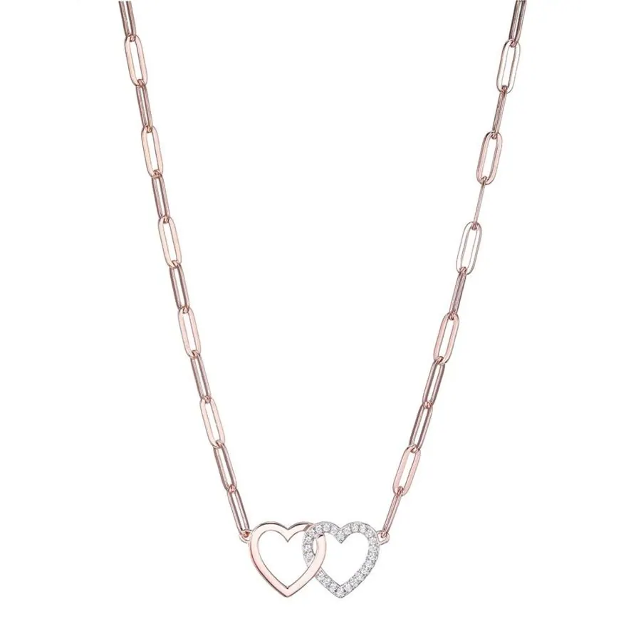 ELLE Rose Tone Two Heart Necklace