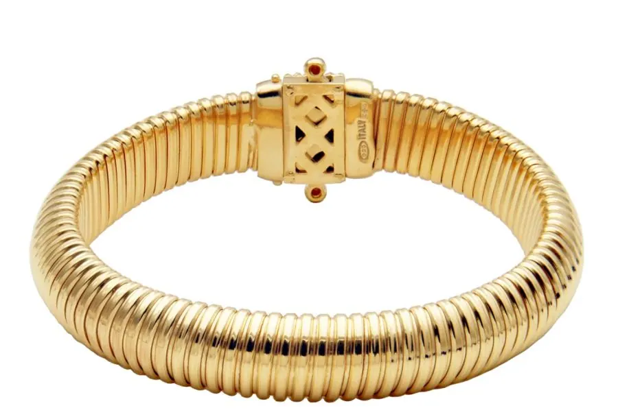 Charles Garnier Sterling Silver Half Round 10mm Tubogas Bracelet in Yellow Gold Finish | Free Shipping