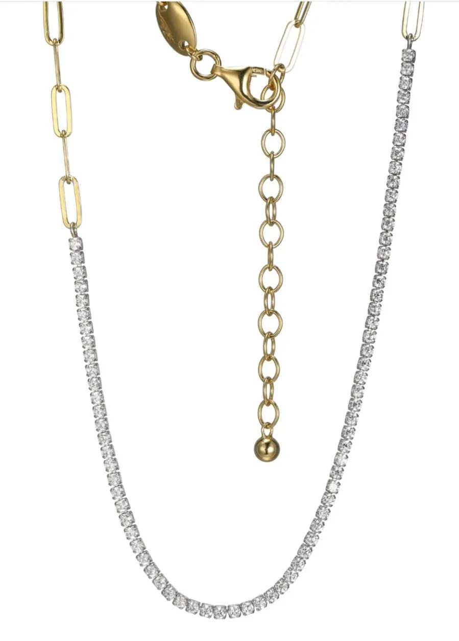 17″ Charles Garnier Sterling Silver Cubic Zirconia Paperclip Chain Necklace