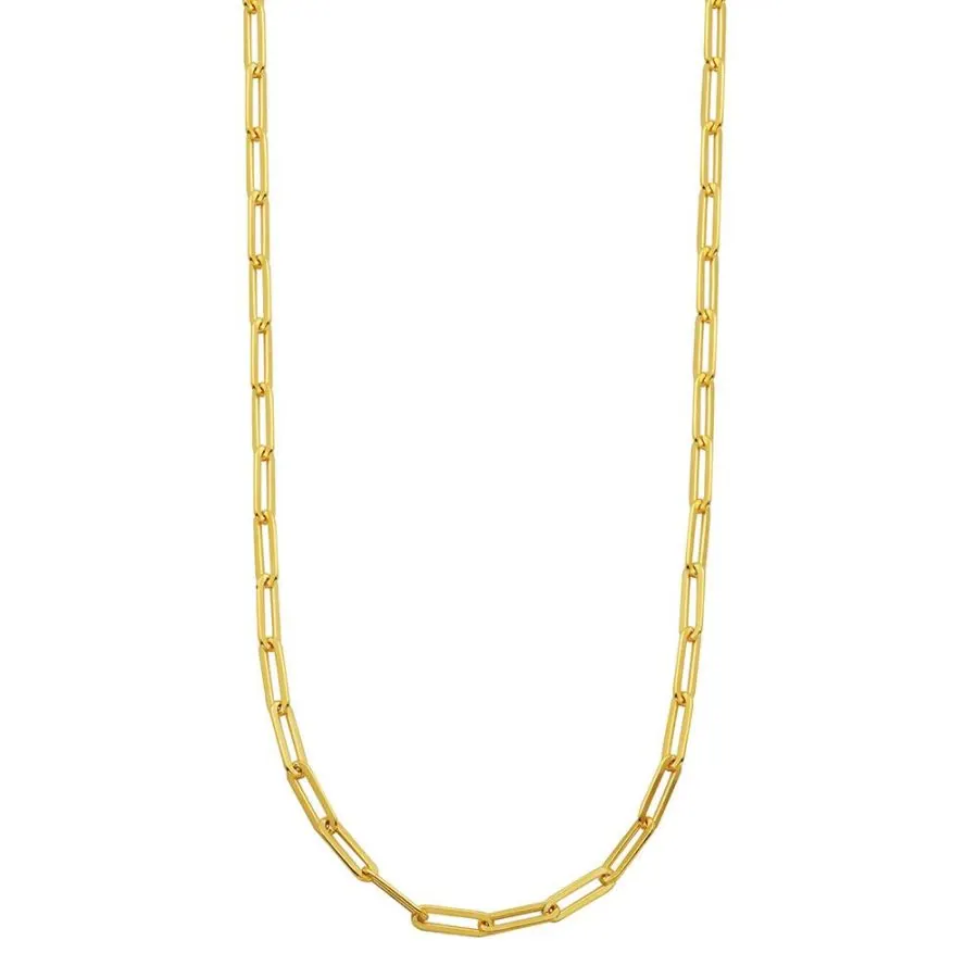 CHARLES GARNIER Sterling Silver Paperclip Chain Necklace (5mm), 24″ Long, 18K Yellow Gold Finish