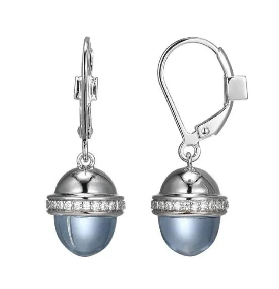 ELLE Silver Synthetic Blue Quartz CabachonEarring