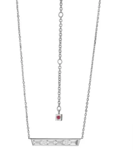 ELLE Sterling Silver ” Baguette” Yellow Gold Plated Cubic Zirconia Bar