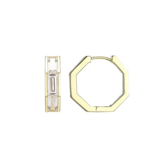 ELLE Sterling Silver “Baquette” Yellow Gold Plated Cubic Zirconia