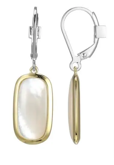 Sterling Silver ELLE “Allure” Rhodium and Yellow Gold Plated Mop Leverback Earring