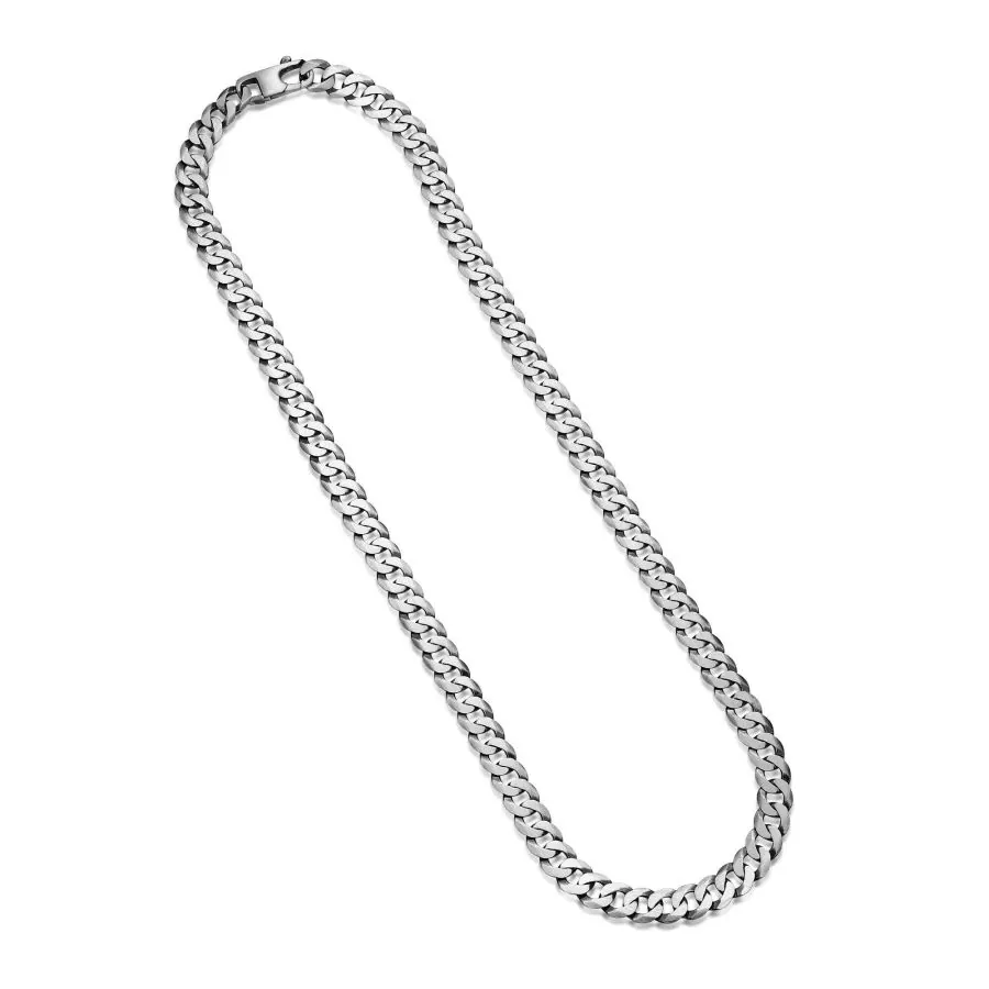 ETHOS Sterling Silver JewelryItalian Chain Brushed Gunmetal Curb Chain Necklace – 20″
