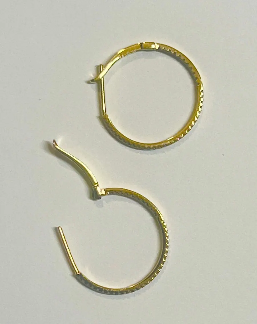 18k yellow gold diamond loopd earrings