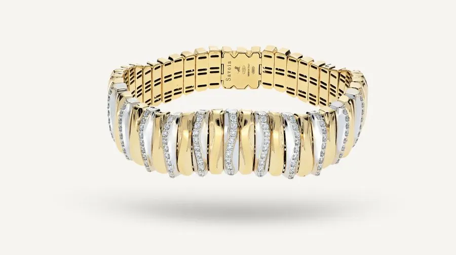18K YELLOW GOLD DIAMOND Onda Bracelets.