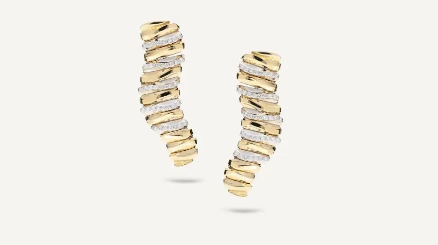 18K Yellow Gold Diamond 1.53ct VS/G Savoia Italy Onda Earrings