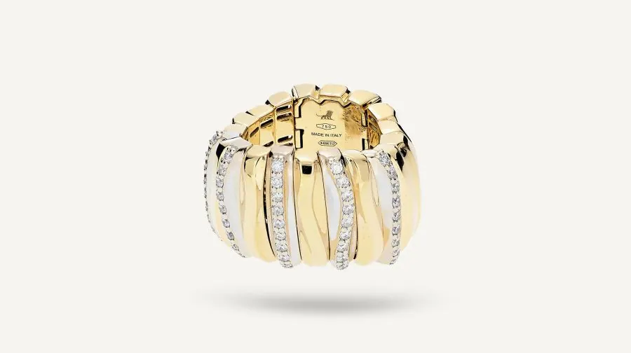 18K Y/G DIA SAVOIA ITALY  ONDA DIAMOND 0.88 CT RING