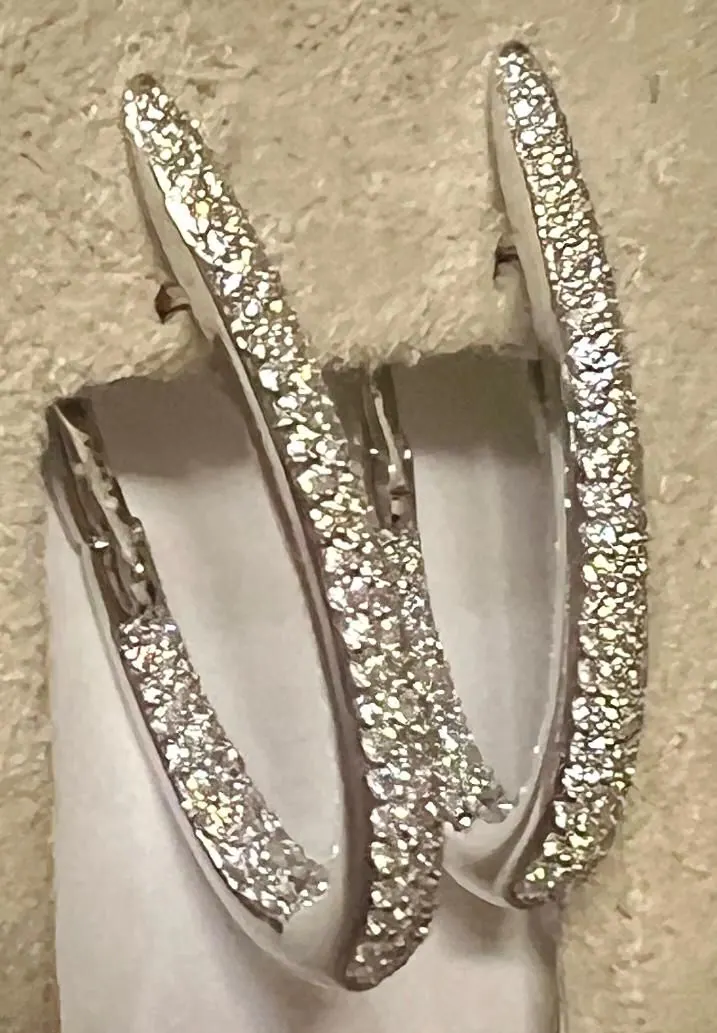 18K W/G SAVOIA ITALY DIA 1.33CTS HOOP EARRING